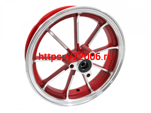 Диск колеса 10" Yamaha Jog передний, литой, дисковый тормоз красный Диск колеса 10" Yamaha Jog передний, литой, дисковый тормоз красный