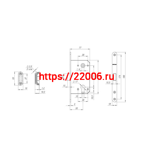 Корпус Fuaro (Фуаро) врезного замка MAGNM85C-50 (M85C-50) BL черный фото 3 Корпус Fuaro (Фуаро) врезного замка MAGNM85C-50 (M85C-50) BL черный фото 3