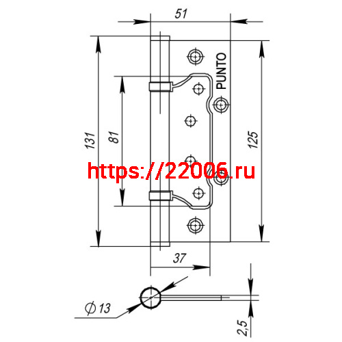 Петля Punto (Пунто) универсальная без врезки IN5200W-HD CP (200-2B/HD 125x2,5) хром фото 3 Петля Punto (Пунто) универсальная без врезки IN5200W-HD CP (200-2B/HD 125x2,5) хром фото 3