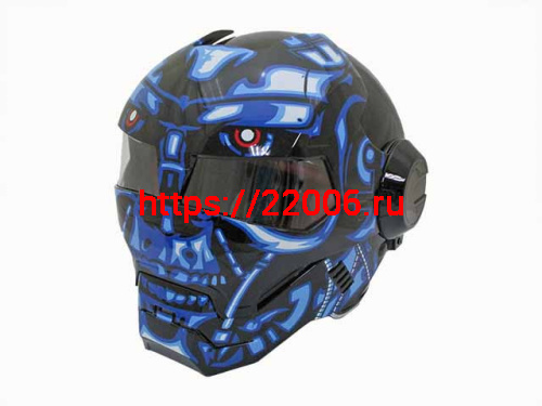 Мотошлем закрытый MASEI 610 с рисунком синий (L)