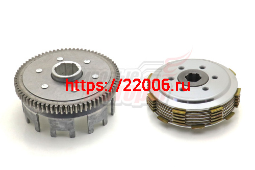 Сцепление в сборе 163FML(200CC)(6 дисков сцепления феррит+5 металл, лепестки барабана ступенчатые, с 6-ю болтами)
