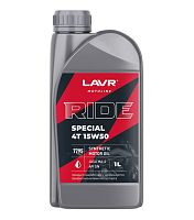 Масло LAVR MOTO RIDE SPECIAL для 4т двиг.,синтетика, SAE 15W50,  API SN JASO MA/MA2, 1литр. (Ln7795)