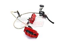 Гидравлика переднего тормоза в сборе TRIUMPH, ZF-KY, EKONIKA (ZF250-1) ТИП2(красные суппорты)