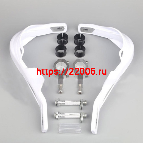 Защита рук алюминиевая универсальная с креплением на 22 руль белые Защита рук алюминиевая универсальная с креплением на 22 руль белые