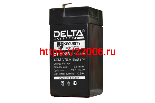 Аккумулятор герметичный 6В 2,3Ач DELTA DT6023 (44*47*101мм) (электрооборудование, кассовые апп-ты) Аккумулятор герметичный 6В 2,3Ач DELTA DT6023 (44*47*101мм) (электрооборудование, кассовые апп-ты)
