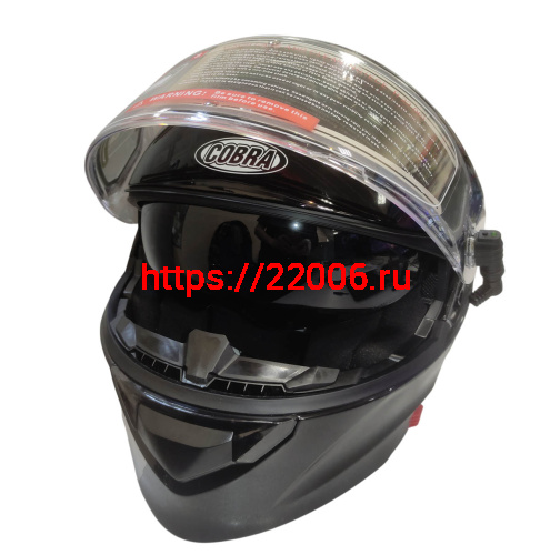 Шлем модуляр COBRA EC H271, черный глянцевый СНЕГОХОДНЫЙ, размер M фото 2