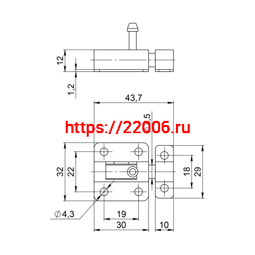 Шпингалет Ajax (Аякс) мебельный металлический SPD40х30 BR коричневый фото 2 Шпингалет Ajax (Аякс) мебельный металлический SPD40х30 BR коричневый фото 2