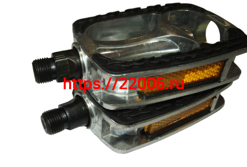 Педали Вело алюминий+резиновые вставки МТВ 121х74мм, катафот (EPD-29) фото 2