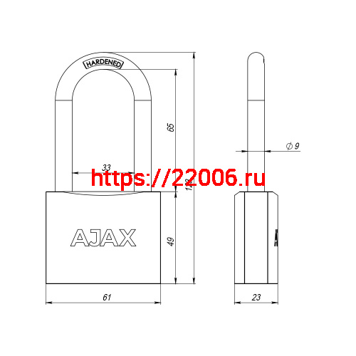 Замок Ajax (Аякс) навесной PD-0163-L (PD-01-63-L) 3 key англ. фото 3 Замок Ajax (Аякс) навесной PD-0163-L (PD-01-63-L) 3 key англ. фото 3