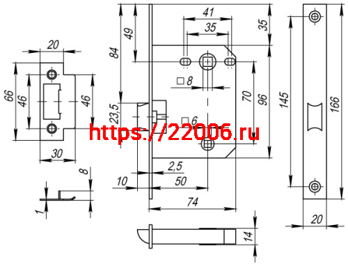 Защелка Fuaro (Фуаро) врезная PLASTP72-50 (P72-50) SG мат.золото фото 3