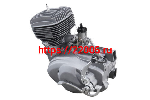 Двигатель Пл5 (реставр.) с карбюратором (протестированный) (новые: барабан сцепл., диски сцепл, цепь, подшипники, проводка, поршень, кольца, прерывате