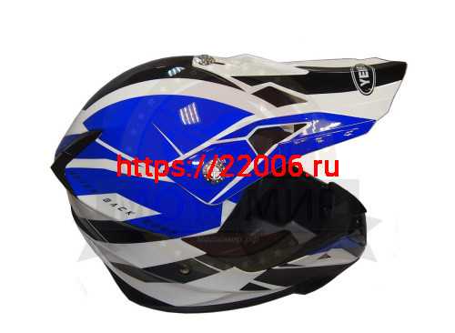 Шлем кроссовый YM-915 "YAMAPA", бело-синий, бело-красный, черно-желтый, размер L фото 2