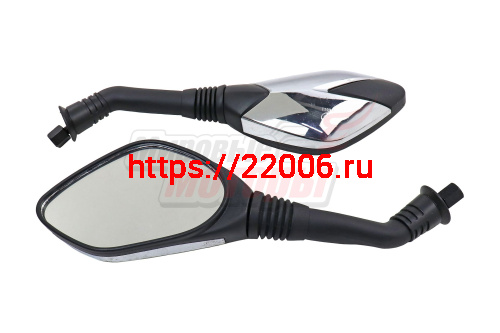 Зеркала (146) пласт. пятиугольные (хром с черными вставками), d8, скутер