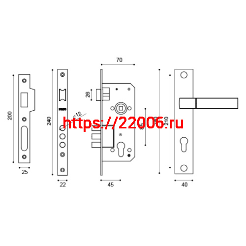 Замок цилиндровый Punto (Пунто) с ручкой LOCKSET90.ORION.4585-3 (KIT P90 4585/3 ORION) SN/CP мат.никель/хром фото 3 Замок цилиндровый Punto (Пунто) с ручкой LOCKSET90.ORION.4585-3 (KIT P90 4585/3 ORION) SN/CP мат.никель/хром фото 3