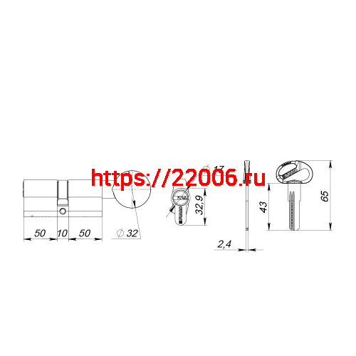 Цилиндровый Fuaro (Фуаро) механизм (D-PRO502-8/110) D-PRO5002-8Knob110(50+10+50) CP хром 5+1Key с верт. перекод. фото 3 Цилиндровый Fuaro (Фуаро) механизм (D-PRO502-8/110) D-PRO5002-8Knob110(50+10+50) CP хром 5+1Key с верт. перекод. фото 3