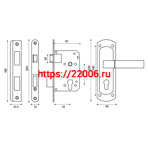 Корпус замка Punto (Пунто) с ручкой LOCKSET25.ORION.5558-1 (KIT P25 5558 ORION) AB бронза фото 3 Корпус замка Punto (Пунто) с ручкой LOCKSET25.ORION.5558-1 (KIT P25 5558 ORION) AB бронза фото 3