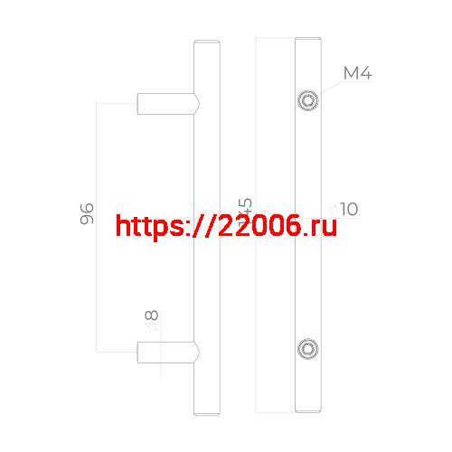 Ручка-скоба Ajax (Аякс) мебельная MB-H-005-96 мм SS нерж. фото 2
