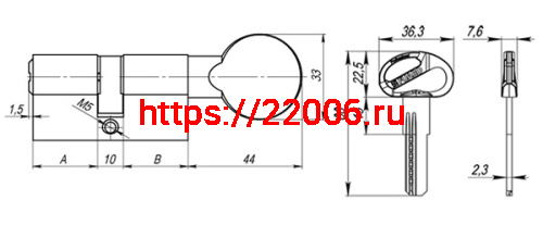 Цилиндровый Fuaro (Фуаро) механизм (D-PRO502/70) D-PRO5002Knob70(30+10+30) PB латунь 5Key фото 3