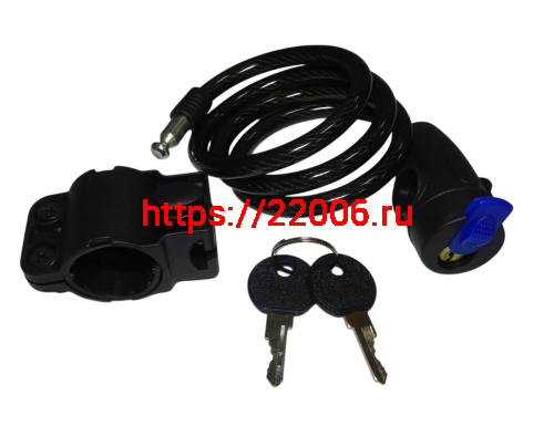 Замок для велосипеда с ключом тросовый 8х800мм, два ключа, противоугонный фото 2