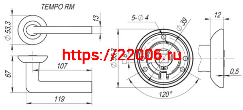 Ручка Fuaro (Фуаро) раздельная R.RM54.TEMPO (TEMPO RM) SN/CP-3 матовый никель/хром фото 2 Ручка Fuaro (Фуаро) раздельная R.RM54.TEMPO (TEMPO RM) SN/CP-3 матовый никель/хром фото 2