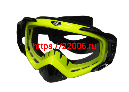 Очки мотокросс/спорт SCOUT (NK-1023) черн/зелен, резинка с силиконом, цветн упаковка
