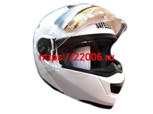 Шлем модуляр "Safelead" HF-119 TRANSFORMER с встр. очками, белый перламут., ЧЕРНЫЙ размер L