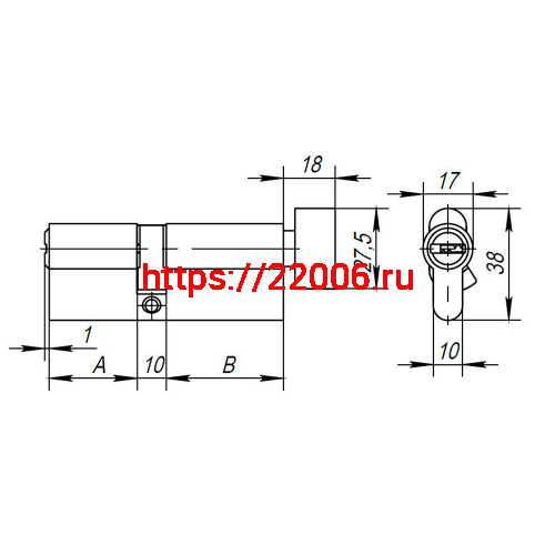 Цилиндровый Ajax (Аякс) механизм (AX202/110) AX2002Knob110 (50+10+50) CP хром с вертушкой фото 3 Цилиндровый Ajax (Аякс) механизм (AX202/110) AX2002Knob110 (50+10+50) CP хром с вертушкой фото 3