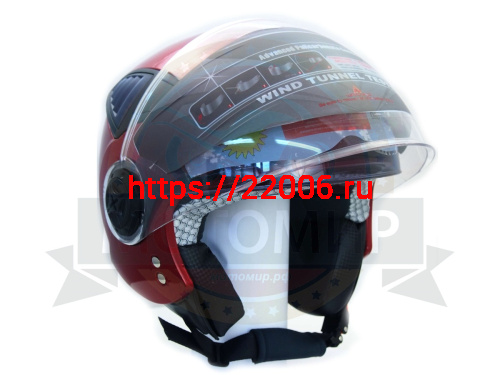 Шлем открытый "Safelead" HF-256  "колобки с доп. стеклом" красный M фото 3