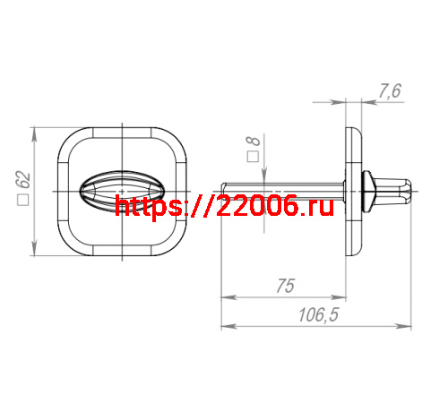 Ручка Fuaro (Фуаро) поворотная BKW8x75.K.XL62 (BKW8x75 XL) CP-8 хром фото 3 Ручка Fuaro (Фуаро) поворотная BKW8x75.K.XL62 (BKW8x75 XL) CP-8 хром фото 3