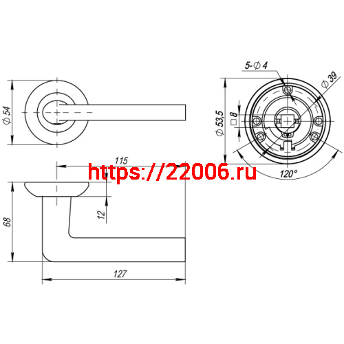 Ручка Punto (Пунто) раздельная R.TL54.REX (REX TL) 105mm SN/CP-3 матовый никель/хром фото 4 Ручка Punto (Пунто) раздельная R.TL54.REX (REX TL) 105mm SN/CP-3 матовый никель/хром фото 4