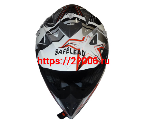 Шлем кроссовый "Safelead" HF-116 MATT BLACK белый Q158R размер S  NEW фото 3