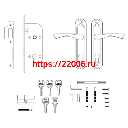 Замок Punto (Пунто) цилиндровый в комплекте с ручкой LOCKSET16.CRONA.4070-1 (KIT P16 4070 CRONA) AB бронза фото 4 Замок Punto (Пунто) цилиндровый в комплекте с ручкой LOCKSET16.CRONA.4070-1 (KIT P16 4070 CRONA) AB бронза фото 4