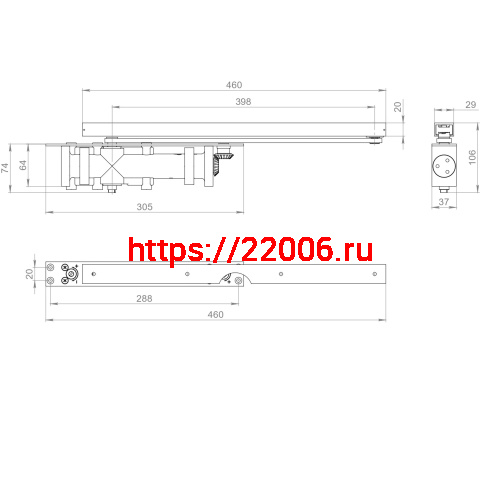 Доводчик дверной Fuaro (Фуаро) скрытой установки DCH2-06 Hold Open (25-120 кг) BL (черный) до 120 кг фото 2 Доводчик дверной Fuaro (Фуаро) скрытой установки DCH2-06 Hold Open (25-120 кг) BL (черный) до 120 кг фото 2
