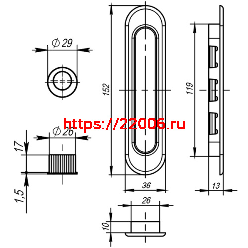 Ручка Armadillo (Армадилло) для раздвижных дверей SH.LD152.010 (SH010) SG-1 матовое золото фото 4 Ручка Armadillo (Армадилло) для раздвижных дверей SH.LD152.010 (SH010) SG-1 матовое золото фото 4